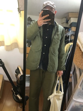「POST O'ALLS（ポストオーバーオールズ）のアイテム（ジャケット/アウター）」を使った、massanさん（メンズ・188cm）の春コーディネート
