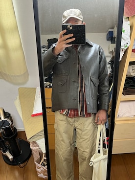 「POST O'ALLS（ポストオーバーオールズ）のアイテム（ジャケット/アウター）」を使った、massanさん（メンズ・188cm）の秋コーディネート