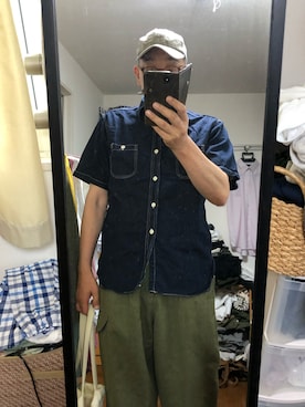 「Pherrow's（フェローズ）のアイテム（シャツ/ブラウス）」を使った、massanさん（メンズ・188cm）の夏コーディネート