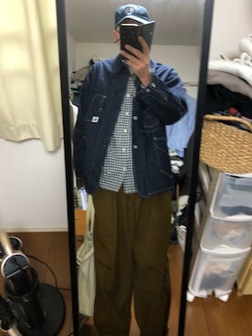 「POST O'ALLS（ポストオーバーオールズ）のアイテム（ジャケット/アウター）」を使った、massanさん（メンズ・188cm）の春コーディネート