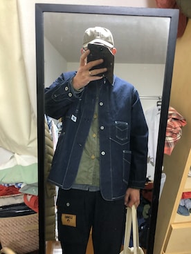 「POST O'ALLS（ポストオーバーオールズ）のアイテム（ジャケット/アウター）」を使った、massanさん（メンズ・188cm）の冬コーディネート