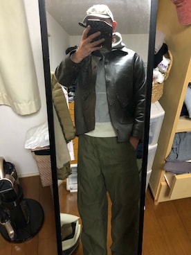 「POST O'ALLS（ポストオーバーオールズ）のアイテム（ジャケット/アウター）」を使った、massanさん（メンズ・188cm）の冬コーディネート