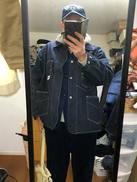 「POST O'ALLS（ポストオーバーオールズ）のアイテム（ジャケット/アウター）」を使った、massanさん（メンズ・188cm）の冬コーディネート