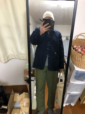 「POST O'ALLS（ポストオーバーオールズ）のアイテム（ジャケット/アウター）」を使った、massanさん（メンズ・188cm）の秋コーディネート