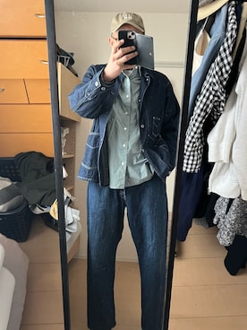「POST O'ALLS（ポストオーバーオールズ）のアイテム（ジャケット/アウター）」を使った、massanさん（メンズ・188cm）の春コーディネート