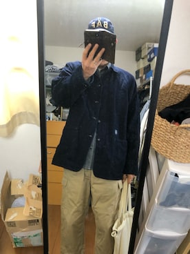 「POST O'ALLS（ポストオーバーオールズ）のアイテム（ジャケット/アウター）」を使った、massanさん（メンズ・188cm）の秋コーディネート