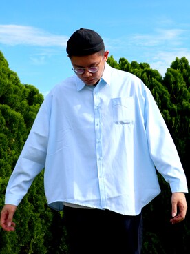 「blue」｜「アイテム（帽子）」を使った、Chan CheeHongさん（メンズ・180cm）の春コーディネート