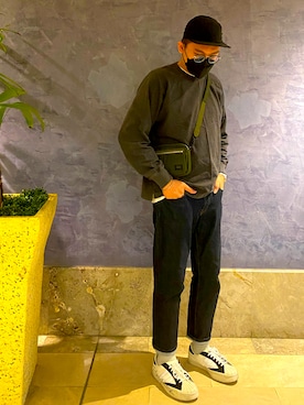 「MUJI」｜「アイテム（帽子）」を使った、Chan CheeHongさん（メンズ・180cm）の冬コーディネート