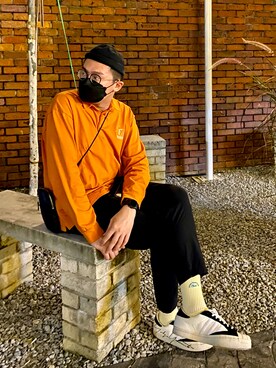 「orange」｜Chan CheeHongさん（メンズ・180cm）の冬コーディネート