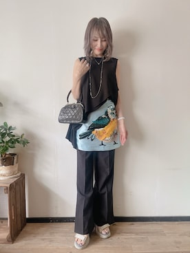「スパンコール」｜「アイテム（パンツ）」を使った、saraさん（レディース・156cm）の夏コーディネート