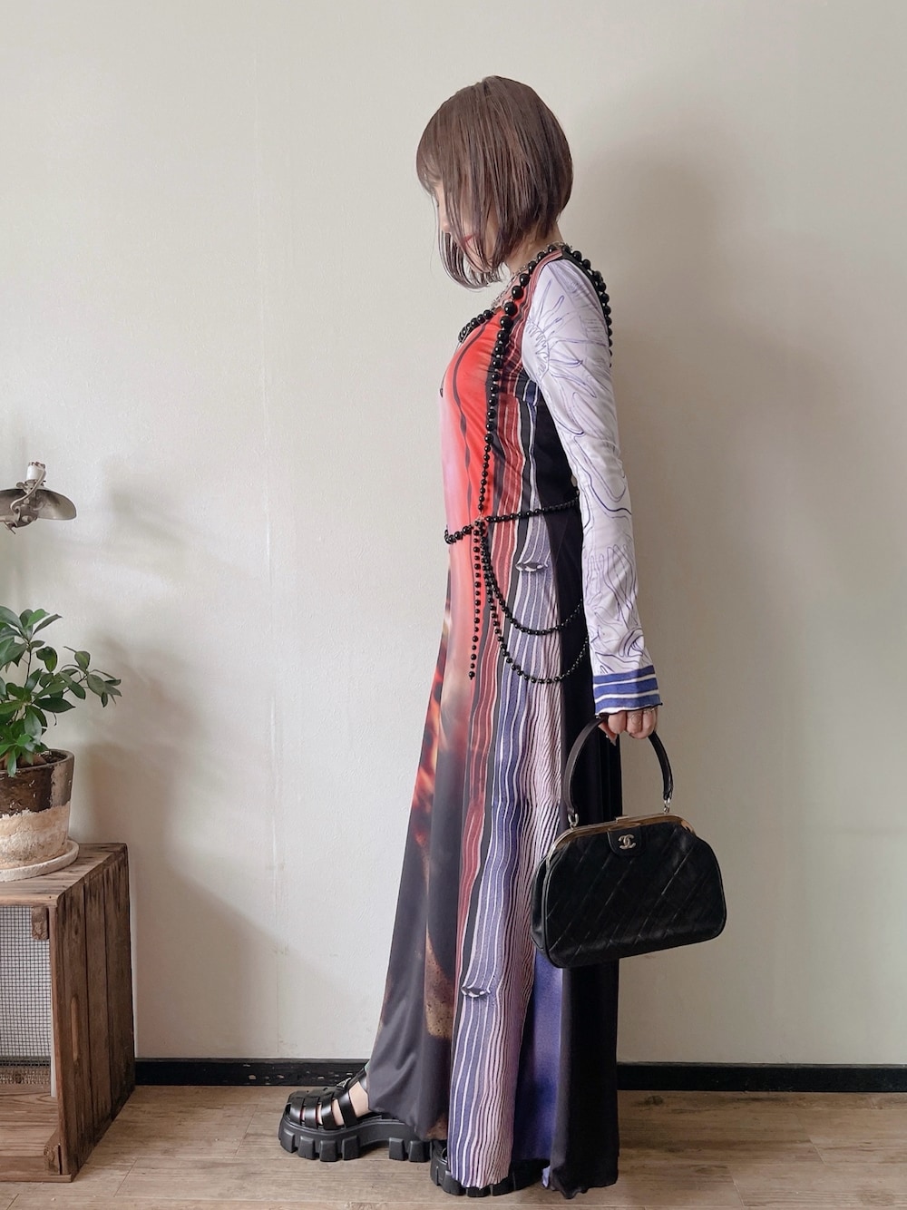 美品　完売品　MUKASA/ムカサ　フォトプリントジャージードレス MUKASA（ムカサ）の「【MUKASA/ムカサ】フォトプリント