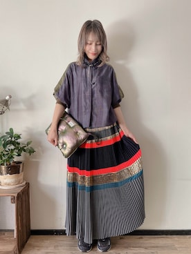 「アイテム（クラッチバッグ）」を使った、saraさん（レディース・156cm）の秋コーディネート