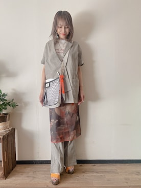 「アイテム（チャーム）」を使った、saraさん（レディース・156cm）の夏コーディネート