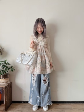 「アイテム（ピアス（両耳用））」を使った、saraさん（レディース・156cm）の秋コーディネート