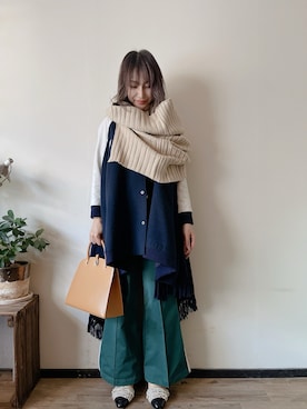 「アイテム（スタジャン）」を使った、saraさん（レディース・156cm）の冬コーディネート