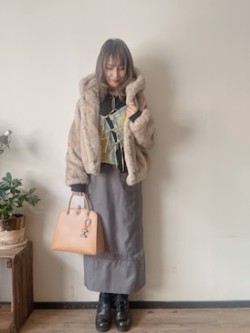 「アイテム（キーケース/キーアクセサリー）」を使った、saraさん（レディース・156cm）の冬コーディネート