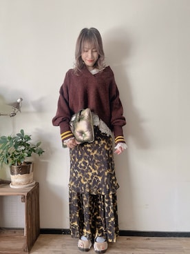 「アイテム（クラッチバッグ）」を使った、saraさん（レディース・156cm）の秋コーディネート
