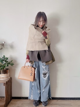 「アイテム（キーホルダー）」を使った、saraさん（レディース・156cm）の冬コーディネート