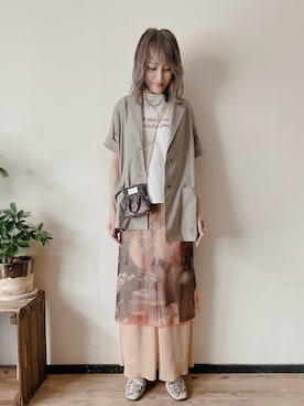 「アイテム（スリッポン）」を使った、saraさん（レディース・156cm）の夏コーディネート
