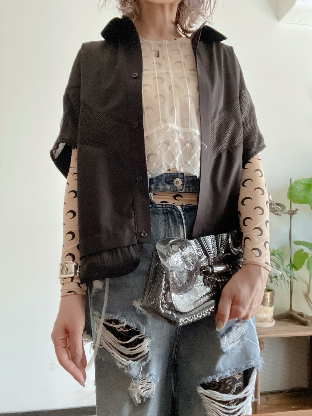 MARINE SERRE（マリーン・セル）の「SECOND SKIN MOON TOP -RECYCLED