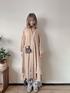 「UNITED TOKYO（ユナイテッドトウキョウ）のマーブルジャガードパンツ（その他パンツ）」を使った、saraさん（レディース・156cm）の秋コーディネート