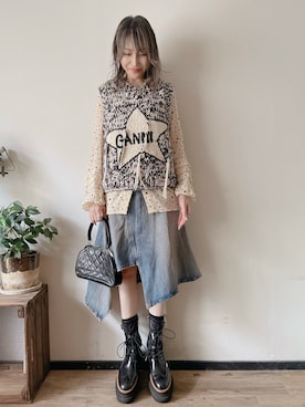 「GANNI（ガニー）のアイテム」を使った、saraさん（レディース・156cm）の春コーディネート