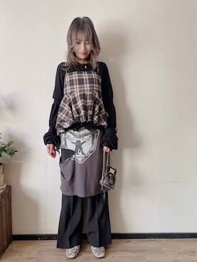 「アイテム（スリッポン）」を使った、saraさん（レディース・156cm）の冬コーディネート