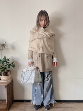 「アイテム（テーラードジャケット）」を使った、saraさん（レディース・156cm）の冬コーディネート