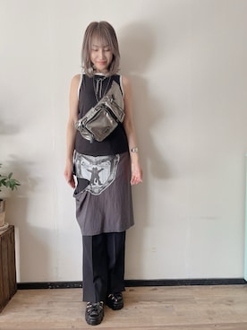 「アイテム（ネックレス、ブラック系）」を使った、saraさん（レディース・156cm）の夏コーディネート