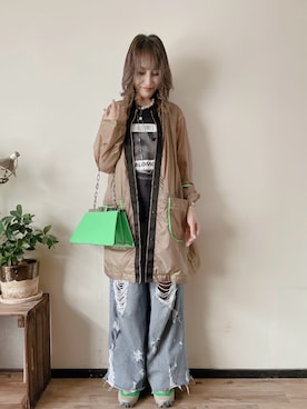 「チェーンバッグ」｜「アイテム（その他アウター）」を使った、saraさん（レディース・156cm）の秋コーディネート
