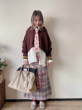 「アイテム（ネクタイ）」を使った、saraさん（レディース・156cm）の秋コーディネート