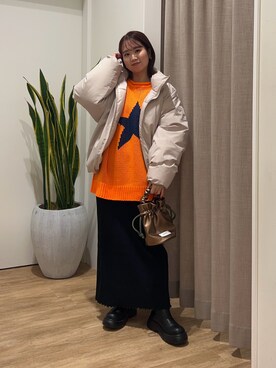 「アイテム（ダウンジャケット/コート）」を使った、土屋莉央さん（レディース・151cm・20代）の冬コーディネート