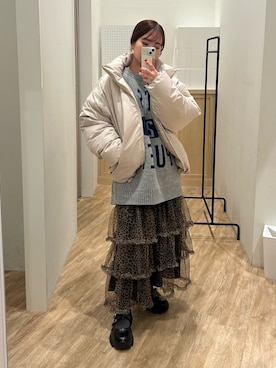 「アイテム（ダウンジャケット/コート）」を使った、土屋莉央さん（レディース・151cm・20代）の冬コーディネート