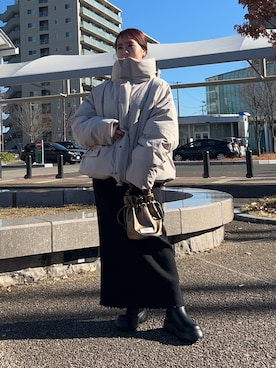 「アイテム（ダウンジャケット/コート）」を使った、土屋莉央さん（レディース・151cm・20代）の冬コーディネート