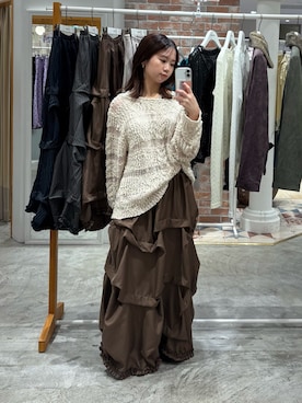 「CIAOPANIC（チャオパニック）のアイテム（スカート）」を使った、土屋莉央さん（レディース・151cm）の秋コーディネート