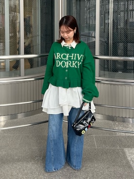 「GRAIN（グレイン）のアイテム」を使った、土屋莉央さん（レディース・151cm）の冬コーディネート