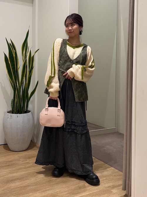 ビンテージライク加工デニムティアードスカート（スカート