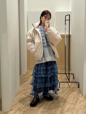 「アイテム（ダウンジャケット/コート）」を使った、土屋莉央さん（レディース・151cm・20代）の冬コーディネート