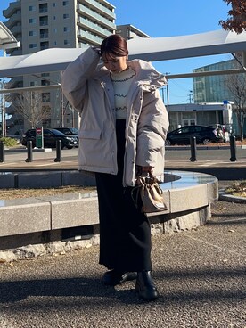 「アイテム（ダウンジャケット/コート）」を使った、土屋莉央さん（レディース・151cm・20代）の冬コーディネート