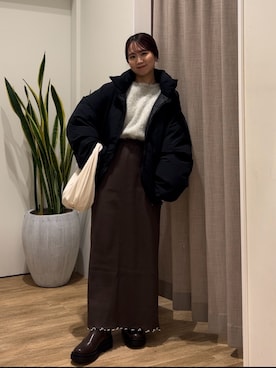 「アイテム（ダウンジャケット/コート）」を使った、土屋莉央さん（レディース・151cm・20代）の秋コーディネート