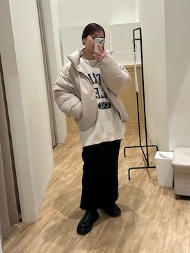 「アイテム（ダウンジャケット/コート）」を使った、土屋莉央さん（レディース・151cm・20代）の秋コーディネート