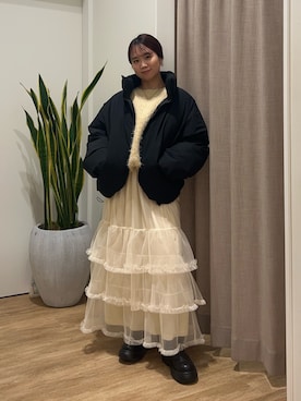 「アイテム（ダウンジャケット/コート）」を使った、土屋莉央さん（レディース・151cm・20代）の秋コーディネート