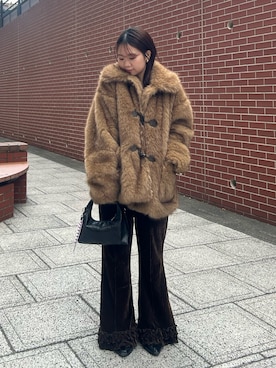 「GRAIN（グレイン）のアイテム」を使った、土屋莉央さん（レディース・151cm）の冬コーディネート