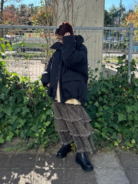 「アイテム（ダウンジャケット/コート）」を使った、土屋莉央さん（レディース・151cm・20代）の秋コーディネート
