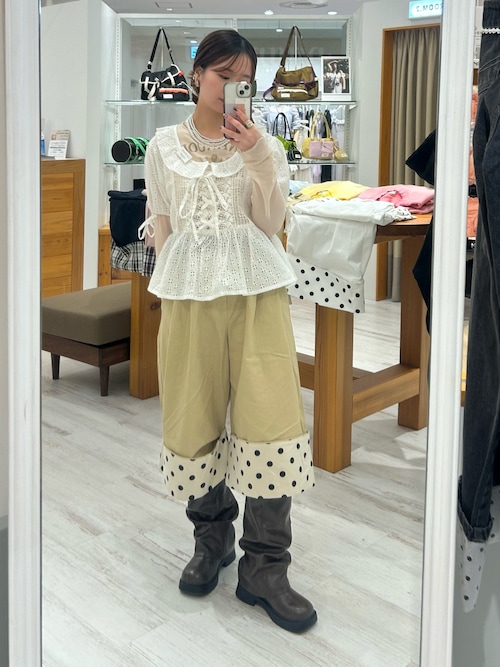 ドット/チェック）2WAYロールアップワイドハーフパンツ（その他パンツ