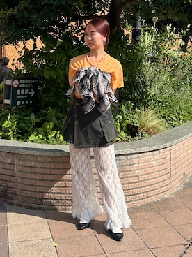「アイテム（スカート）」を使った、土屋莉央さん（レディース・151cm）の夏コーディネート