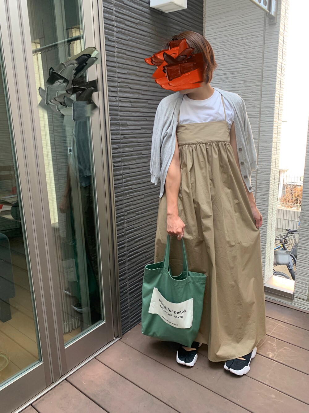 「LIVEコーデ、LIVEグッズ、T.M.Revolution」｜「beautiful peopleのアイテム（トートバッグ、グリーン系）」を使った、る( ¨̮ )さん（レディース・153cm）の夏コーディネートの1枚目の写真