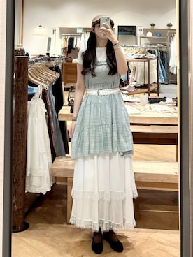 「QUEEN SHOP（クイーンショップ）の01099821（Tシャツ/カットソー、ホワイト系）」を使った、QUEEN SHOPさん（レディース・158cm）の秋コーディネート