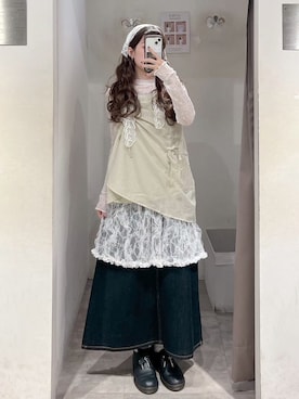「QUEEN SHOP（クイーンショップ）の01099497（トップス、ホワイト系）」を使った、QUEEN SHOPさん（レディース・158cm）の夏コーディネート