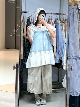 「QUEEN SHOP（クイーンショップ）の07020999（ハット、ホワイト系）」を使った、QUEEN SHOPさん（レディース・166cm）の夏コーディネート